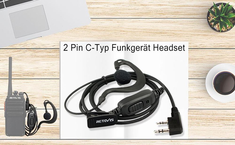 Retevis RE3120 Funkgeräte Headset, 2 Pin C-Typ Kopfhörer, Kompatibel mit Walkie Talkie Retevis RT24 RT24V RT27 RT22 RT622 RT28 RT617(10 STK)