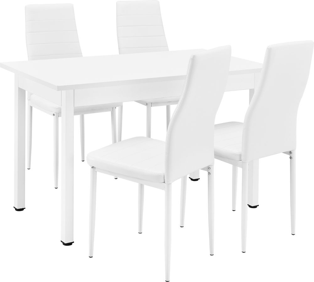 [en.casa]® Esstisch mit 4 Stühlen weiß 120x60cm Küchentisch Esszimmertisch