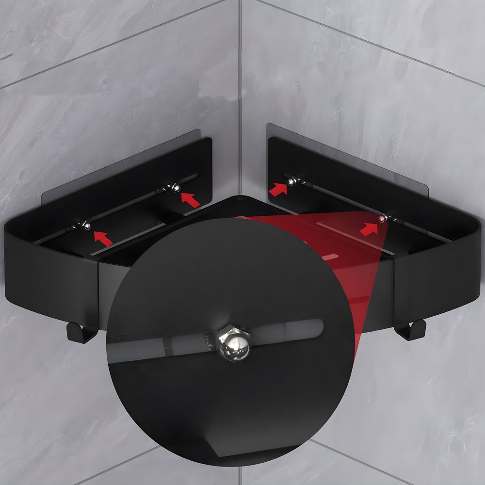 Retoo Duschregal ohne Bohrung mit Montagestoff, Duschablage Ecke Ohne Bohren, Dreieck Badregal aus Aluminium mit Haken, Badezimmer Regal 2 Stück Set