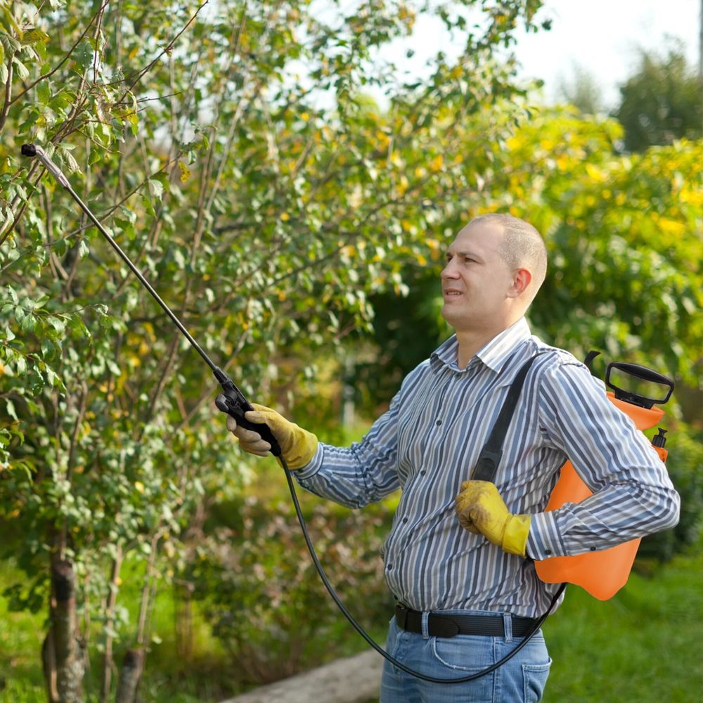 Sprühgerät 5L Unkrautspritze, Drucksprüher Pumpsprüher, Drucksprühgerät Düse Schlauch 1,2 für Essigsäure, Wasser, Dünger, Pflanzenschutz Orange Retoo