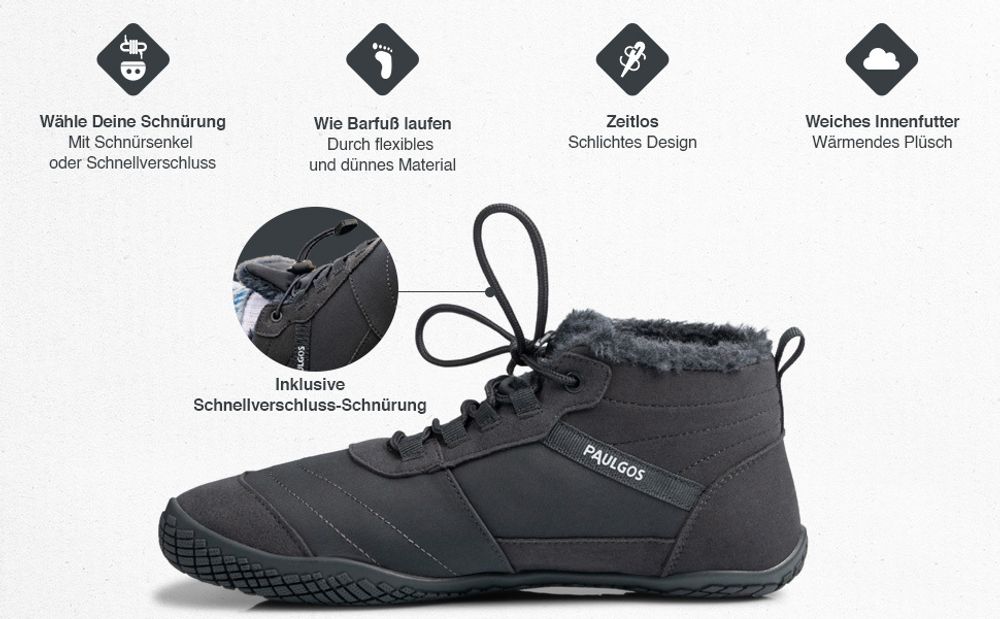 PAULGOS Winterbarfußschuhe, uni, Größe 37-47 in 3 Farben