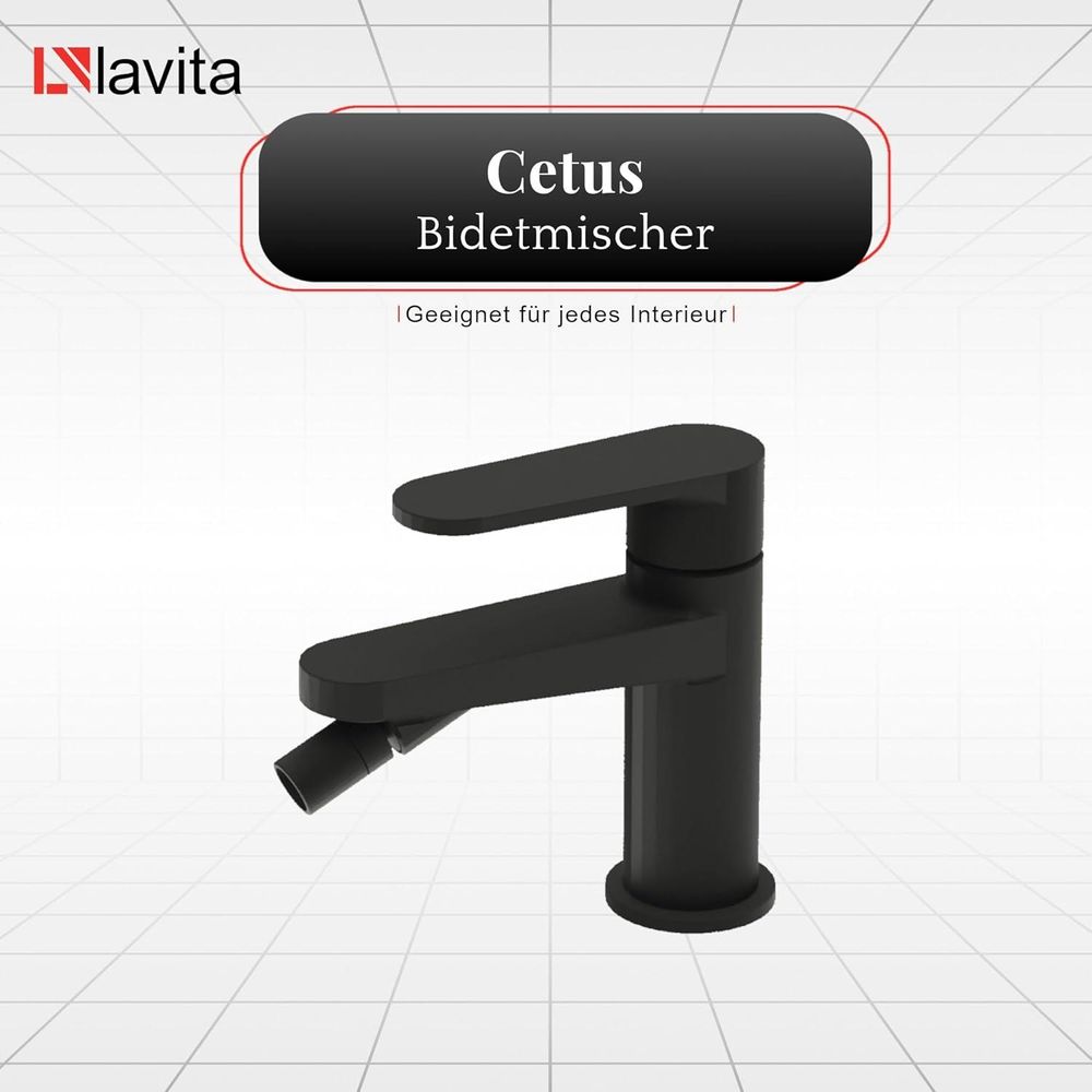LAVITA Hoch Waschtischarmatur - Cetus Matt Schwarz | Aufrechte Wasserhahn Bad | Mischbatterie für Waschbecken | Waschtisch-Armaturen Badezimmer | Mit hoher Auslauf