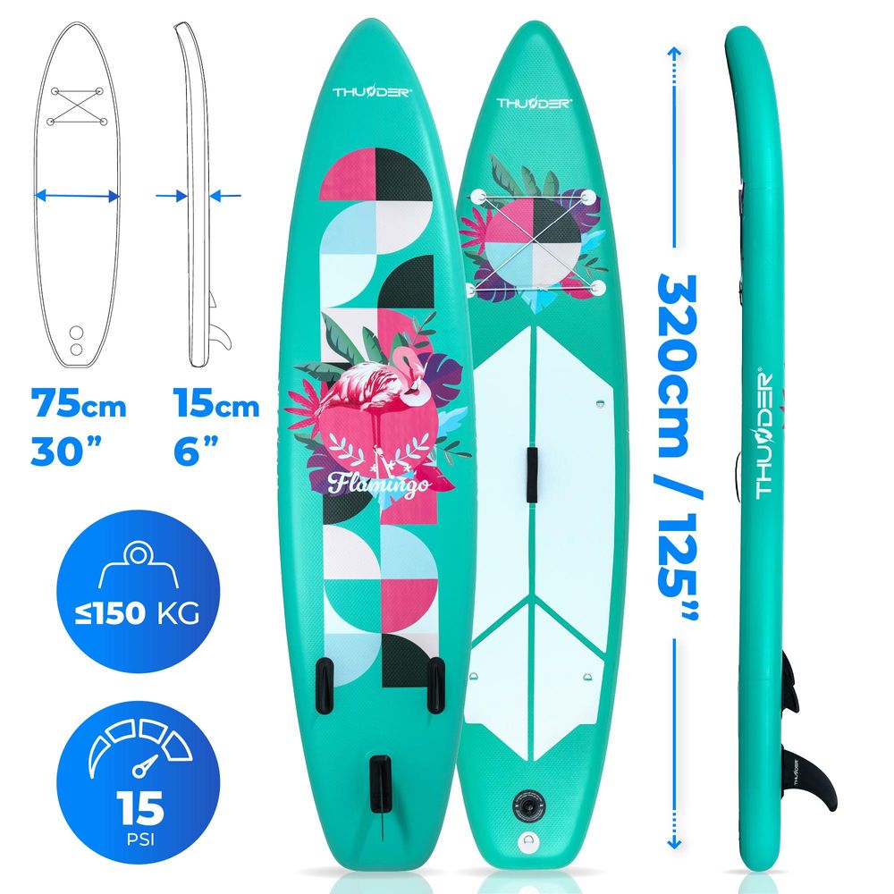 Thunder Flami 320 Stand Up Paddle Board 320 x 75 x 15 cm Mint Rosa 150 kg