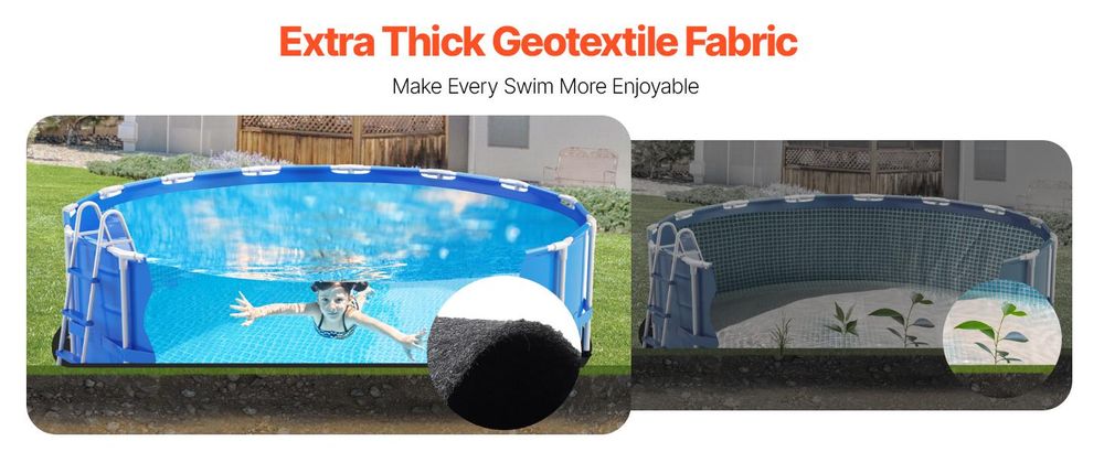 VEVOR Ovaler Poolliner-Pad, 15 x 30 ft Poolliner-Pad für Aufstellpools, extra dicker Poolmatte, verhindert Durchstiche, recyceltes Geotextil-Material Unterlage-Pad, verlängert die Lebensdauer des Liners, Rund 21 ft