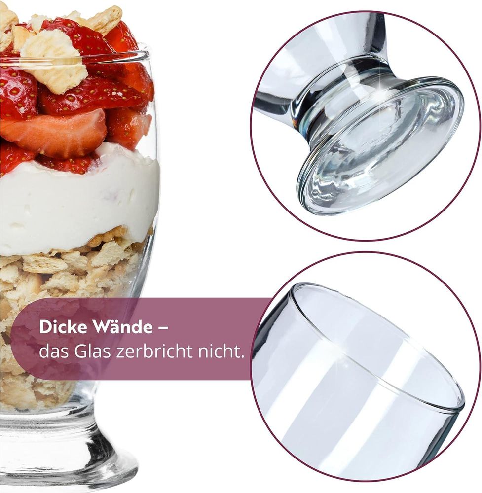 KADAX Wassergläser transparente mit Stiel "Vigana", Saftgläser mit dicken Wänden, 6er Set, 250ml