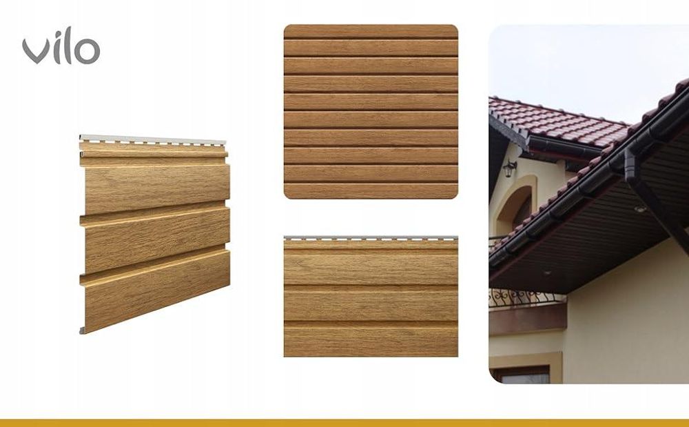 VILO Kunststoffpaneele - Deckenpaneele für Innen und Außen, Dachpaneele - Holzoptik - Weiß, Lange 2,7 m, 10 Stück, SV-08