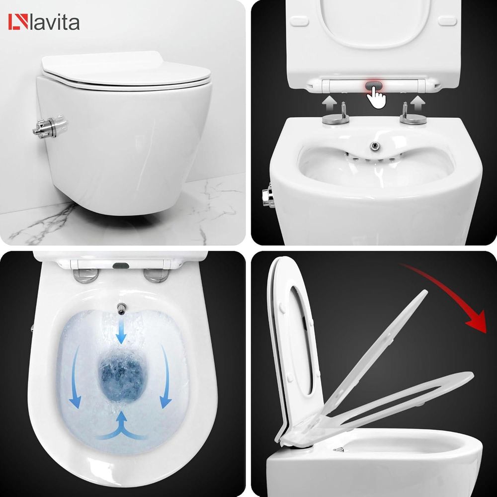 GROHE Vorwandelement Solido + Wand Hänge WC Salto Weiß Spülrandlos + WC-Sitz SoftClose | Glänzend Weiß Knopf | Komplettset | Unterputz Spülkasten | Toilette Komplett Sett