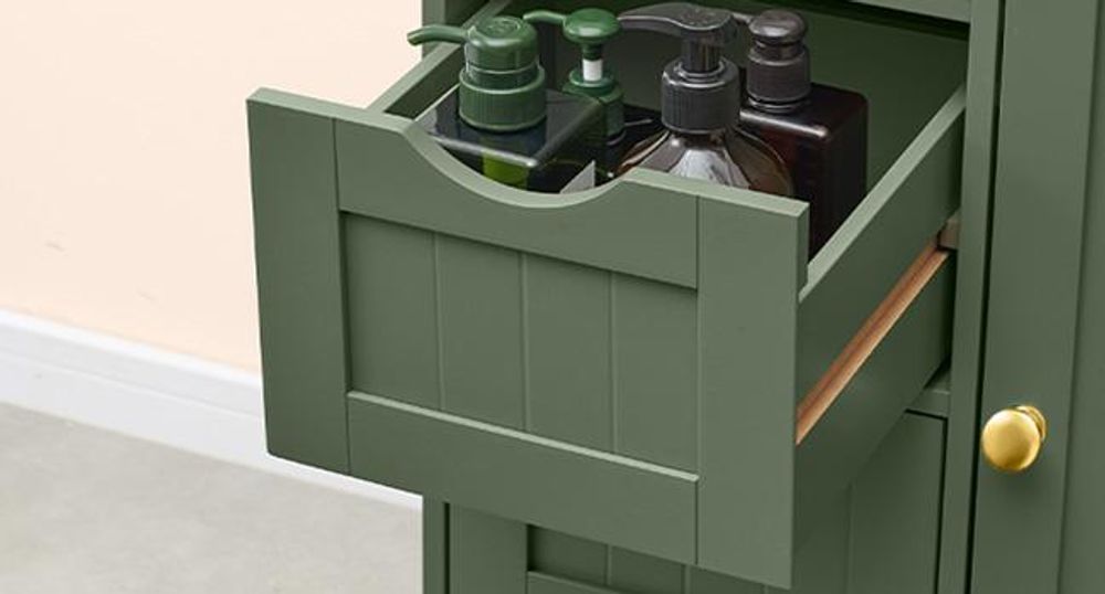 VASAGLE Badezimmerschrank, schmaler Badschrank, Beistellschrank, Kommode, mit 4 Schubladen, Schranktür, verstellbare Ablage