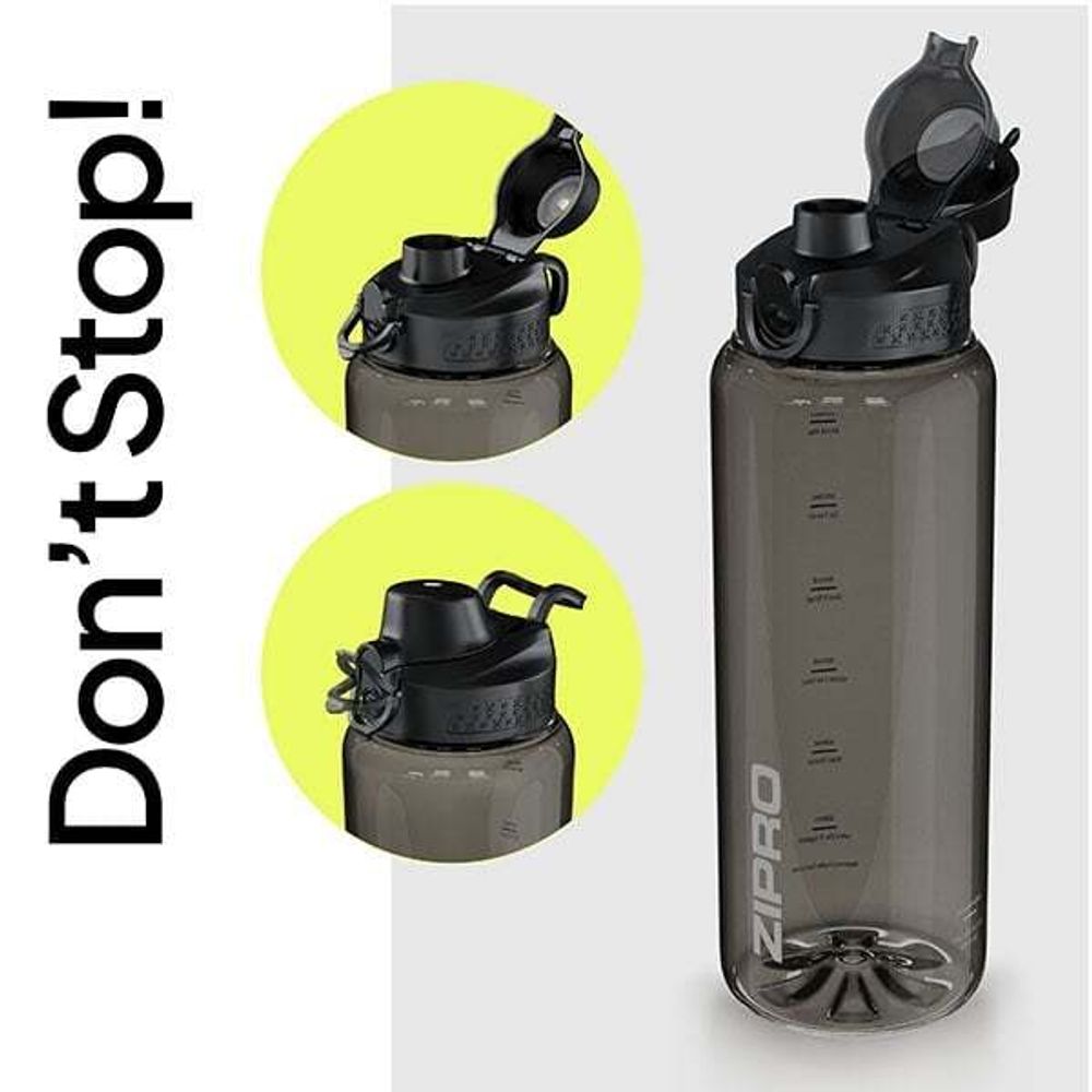 Zipro Tritan 1500 ml Trinkflasche Sportflasche Wasserflasche Getränkeflasche Trinkflasche mit Fruchtaufsatz, Zeitmarkierung