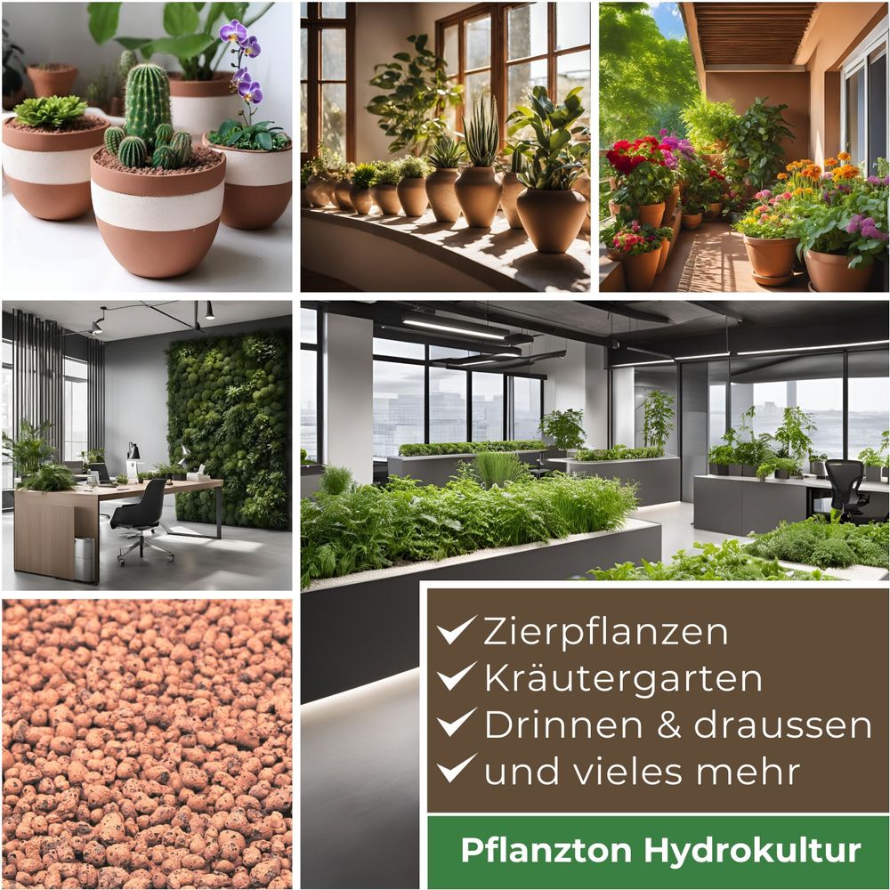 Blusana Blähton 50 Liter grobe Körnung 8-16mm Hydrokultur-Pflanzton Drainage Pflanzsubstrat Tongranulat Kübelpflanzen für Zimmerpflanzen Balkon Terrasse Garten