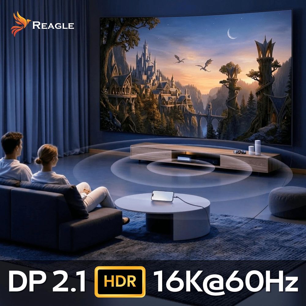 Reagle Usb-C Zu Displayport 2.1 Kabel 2M 16K@60Hz, 8K@120Hz, 4K@240Hz, Hdr, Plug & Play, Kompatibel Mit Laptop, Tablet & Smartphone
