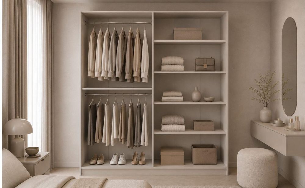 Kleiderschrank 4-türig – moderner Schrank viel Stauraum, Schlafzimmer Garderobenschrank - Schrank Glamy 4D - Cashmere