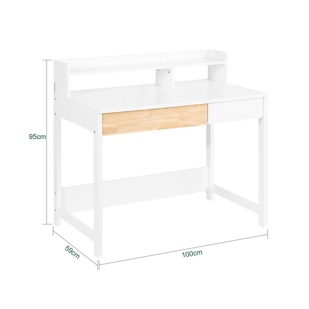 SoBuy Schreibtisch mit 2 Ablagen Computertisch Bürotisch Arbeitstisch für Homeoffice Eckschreibtisch Weiß BHT ca. 100x95x59cm FWT106-W