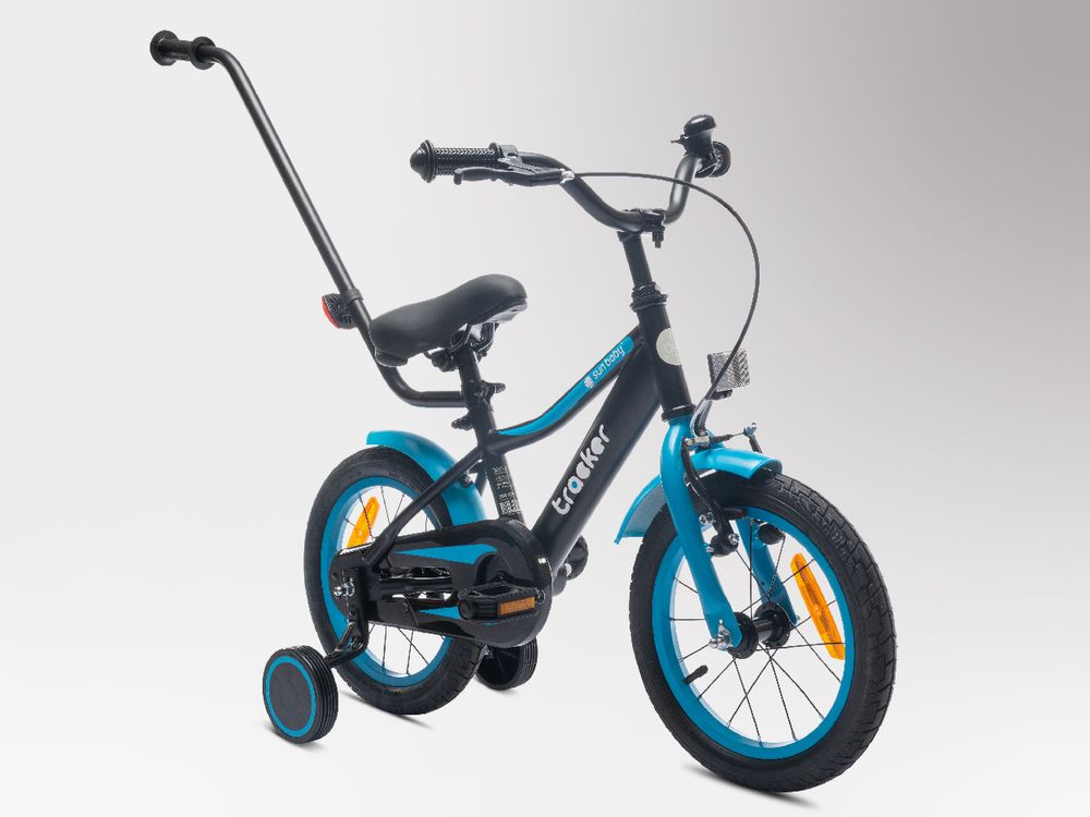 Sun Baby Tracker Bike Kinderfahrrad Jungen Fahrrad Stützräder Schubstange 14 Zoll neon blau