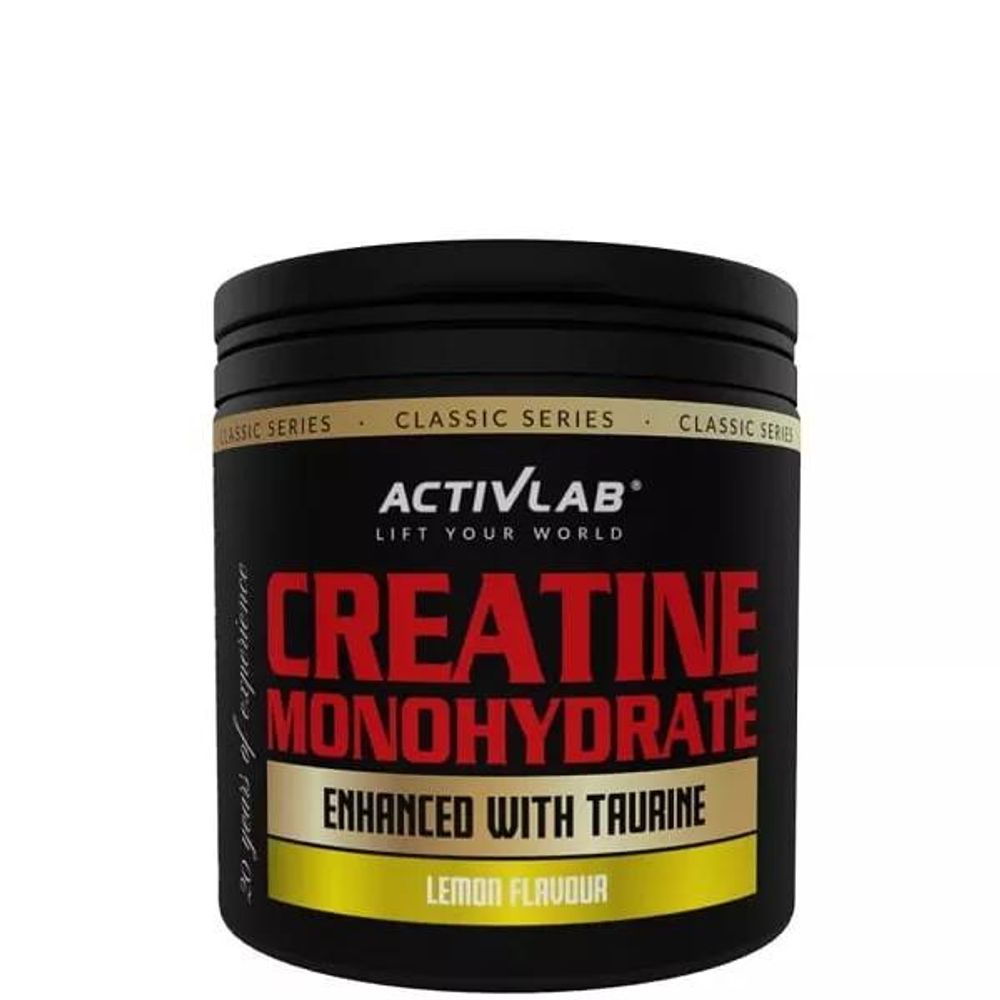 Activlab Creatine Monohydrate 300 g, Zitrone, 4,05 g Kreatin-Monohydrat pro Portion, Taurin, 50 Portionen, Muskelaufbau