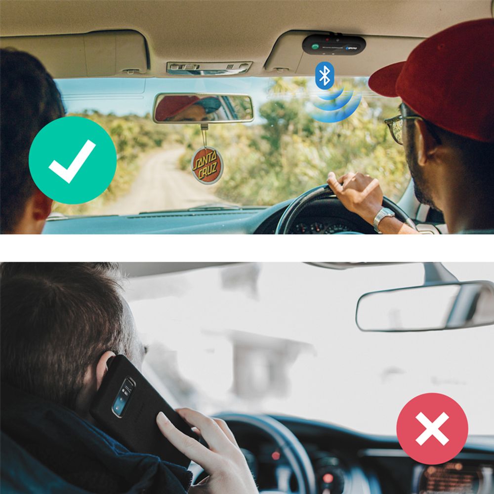 Bluetooth 5.0 Auto Freisprecheinrichtung Lautstärkeregler KFZ Musik Freisprechanlage Akku Freisprechanlage Sonnenblende iPhone Samsung Retoo