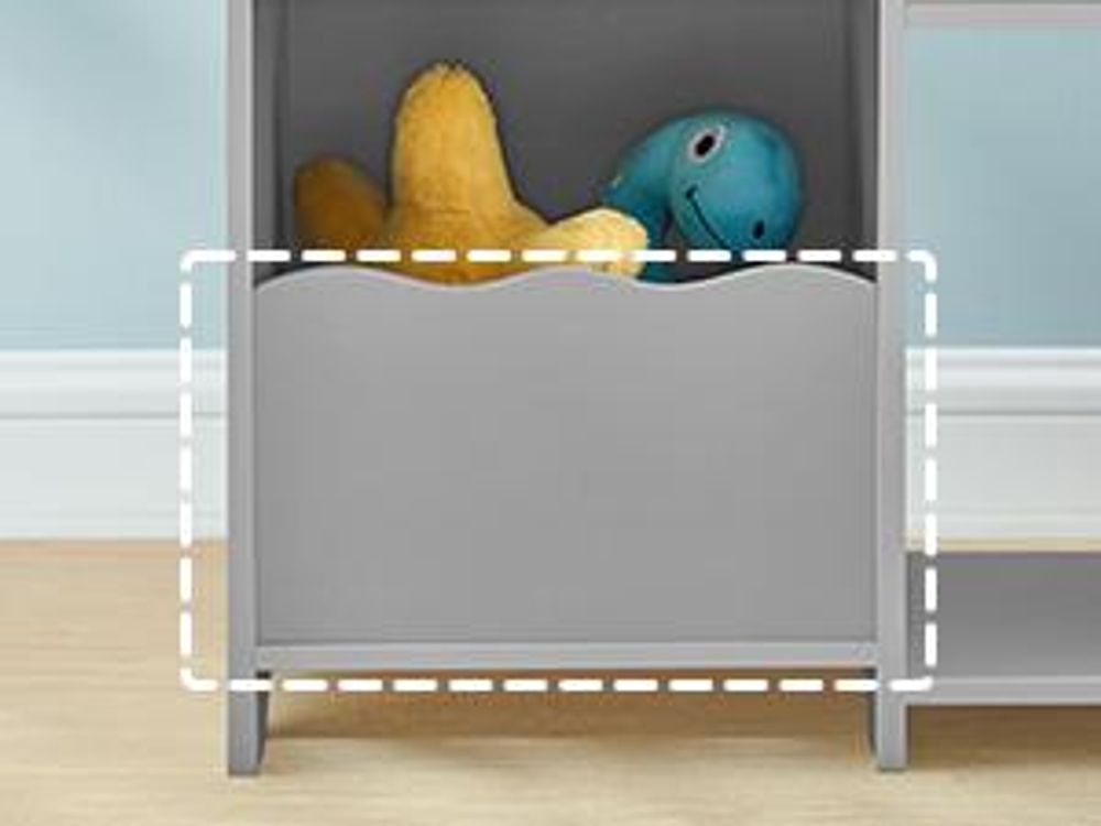 SONGMICS Bücherregal Kinder, Kinderregal für Spielzeug und Bücher, Aufbewahrung mit 2 Boxen, für Spielzimmer, Kinderzimmer, Wohnzimmer, taubengrau