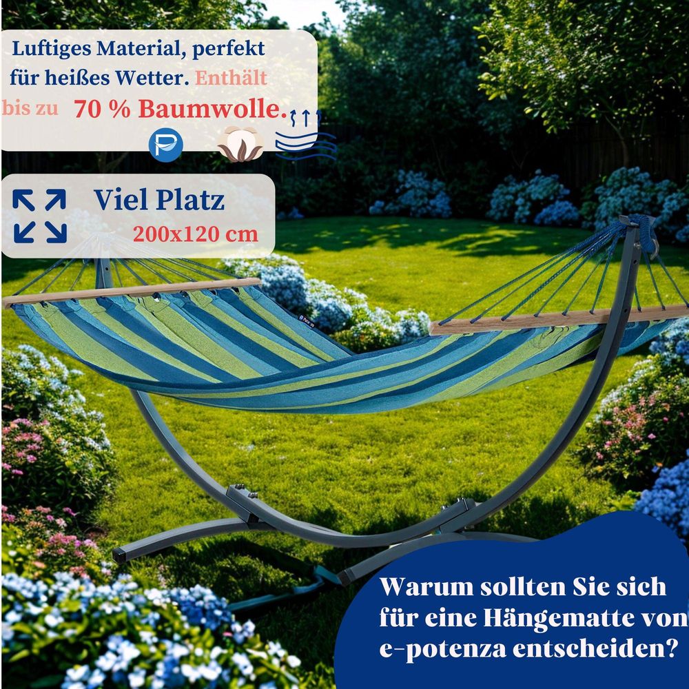 Potenza Outdoor Hängematte mit Kompakt Gestell für 2 Personen