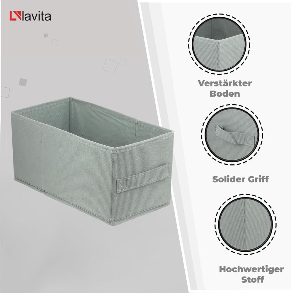 Lavita Storage Box | faltbare Aufbewahrung Boxen 15 x 31 x 15 cm | Schubladen-Organizer Box| Ordnungssysteme für Kleidung | Kleideraufbewahrung & Organisation | hellgrau | 6 stück