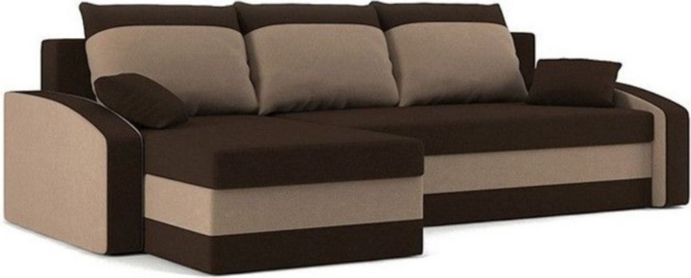 Logan-Ecksofa mit Schlaffunktion und Bettkasten in Cappuccino sawana 16 + sawana 22