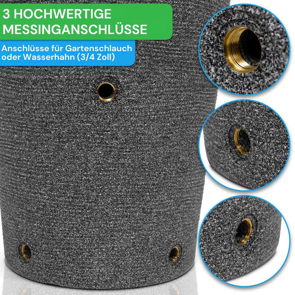 YourCasa Regentonne 120 Liter [Tubo Tank] mit Metallgewinde & Deckel - Regenfass Frostsicher aus Kunststoff - Regenwassertonne - Regenwassertank