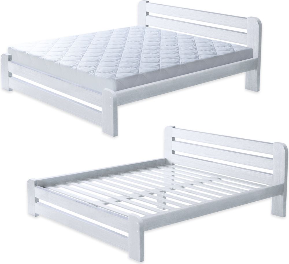 Bettgestell 120 x 200 cm Einzelbett | Bett aus massivem Kiefernholz: Weiß