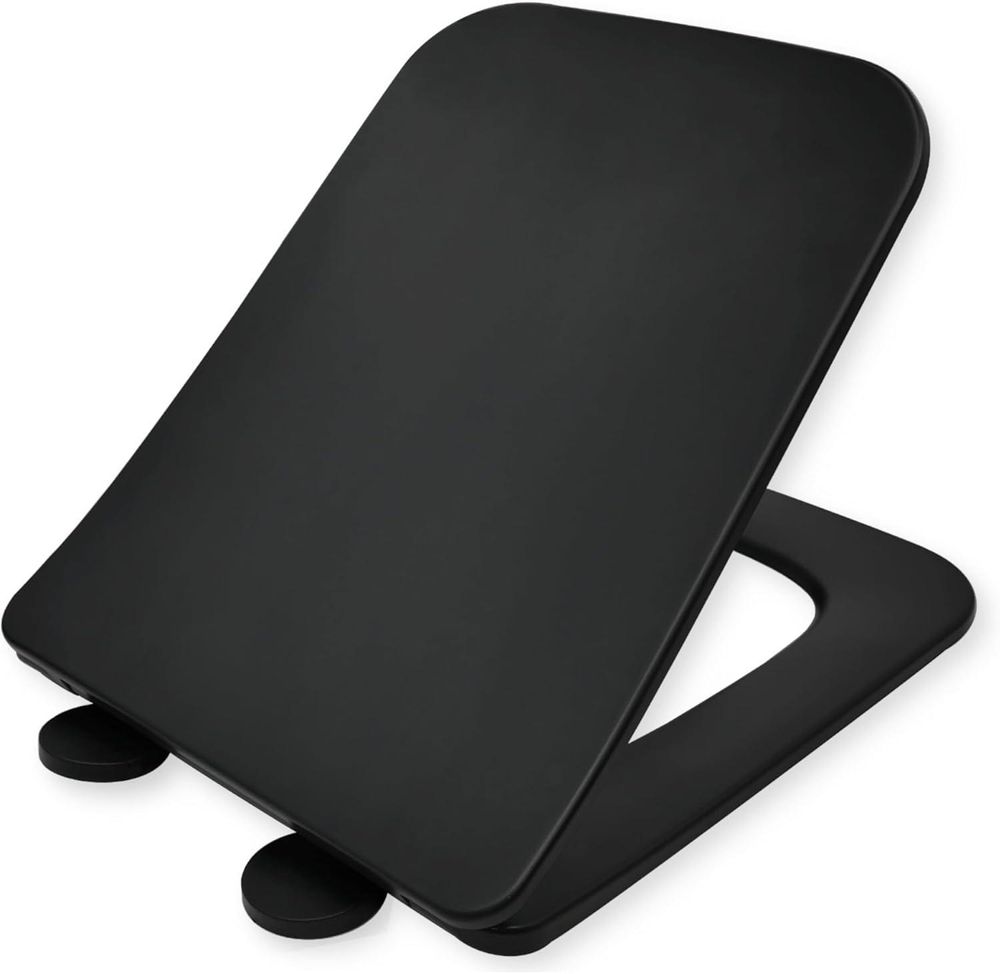 LAVITA ONIL BLACK Antibakterielle Duroplast WC-Sitz mit Absenkautomatik und Schnellverschluss,Passend für LAVITA ONIL BLACK Wand WC,Schwarz