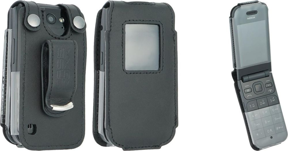 caseroxx Ledertasche mit Gürtelclip kompatibel mit Nokia 2720 Flip aus Echtleder, Tasche mit Gürtelclip und Sichtfenster