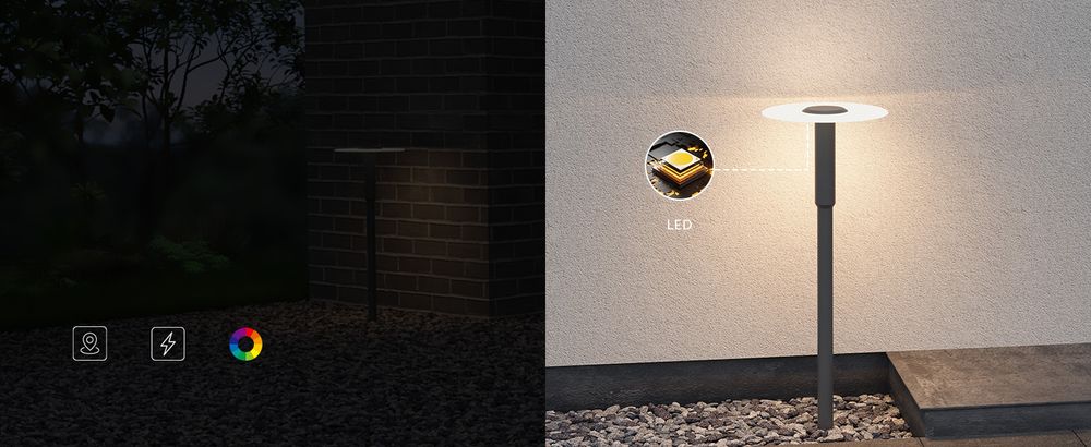 doporro Außenleuchte Wegeleuchten Außen, 6W LED Stehleuchte, 3000K Aussenleuchte Stehlampe, Außenpollerleuchte 80.4CM IP65 Sandgrau dunkel StellaeLights