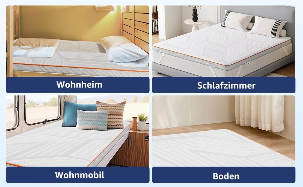 Topper 90x200x7.5cm Matratzentopper Gel-Memory-Schaum 7-Zonen-Kaltschaum H3&H4 Matratzenauflage Für Boxspringbett,Schlafsofa atmungsaktiv Anti-Rutsch