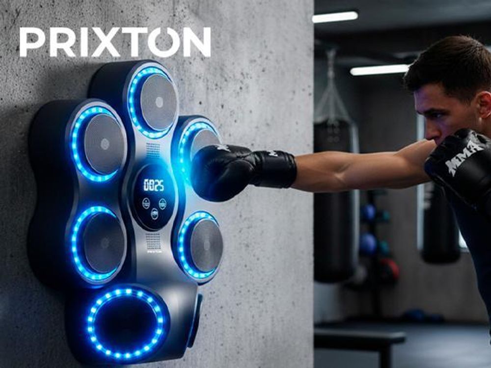 PRIXTON Musik-Boxmaschine Combat Pro BM150, Bluetooth und LED-Beleuchtung, 11 Modi und 9 Geschwindigkeiten, Handschuhe inklusive