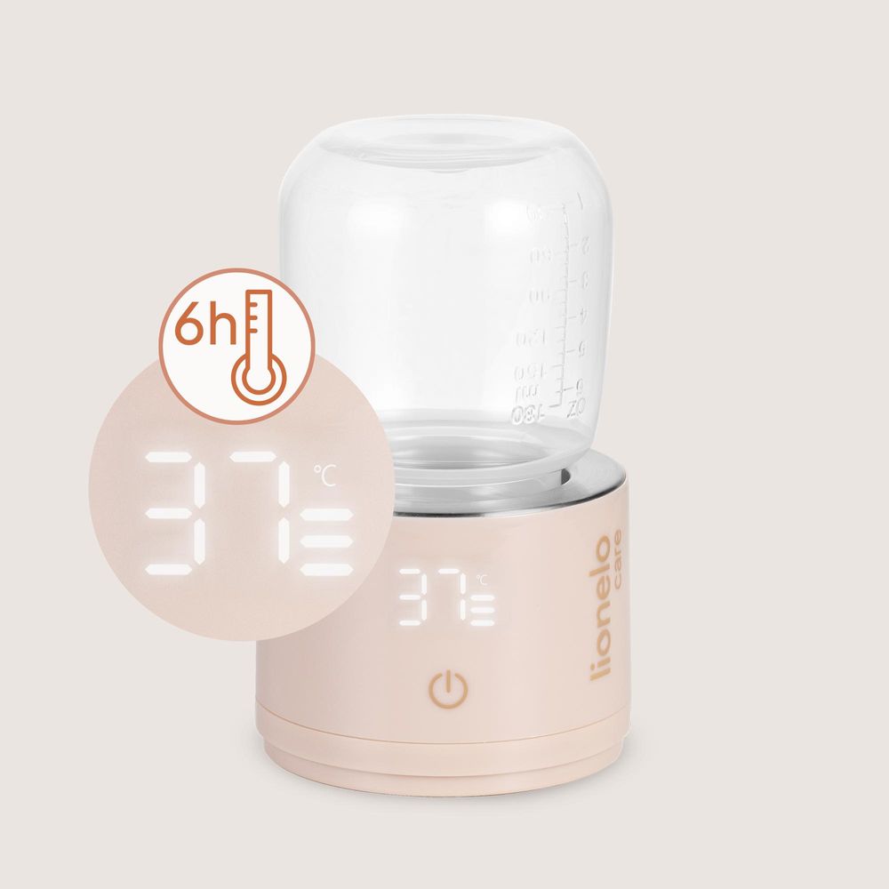 Lionelo Flaschenwärmer Thermup Swift Unterwegs Kabellos, 180 ml BPA-frei, 90 ml in 3 Min Fix, 4 Stufen 37-50 Grad, Warmhalten bis 6 h, 5 Adapter