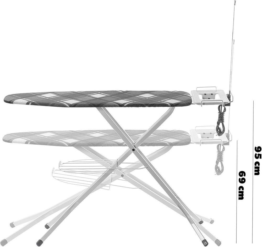 KADAX Klappbares Bügelbrett, 120x38cm Dampfbügelbrett mit Metallnetz