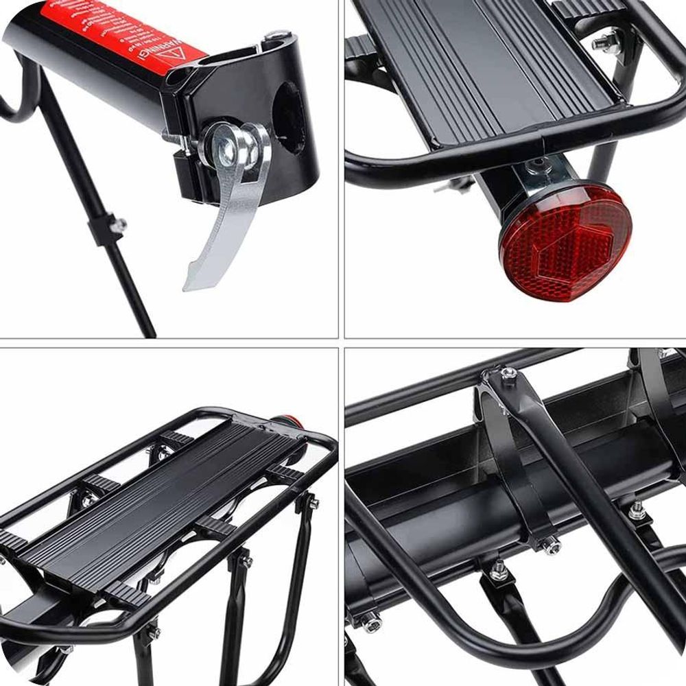 MUNDO® Fahrrad Gepäckträger [24"-29"] Max 50 kg - Einstellbare Aluminiumlegierung Mountainbike Gepäckträger mit Reflektor - Fahrradgepäckträger