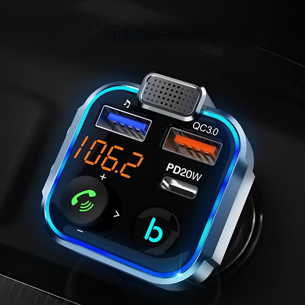 FM Transmitter Auto Bluetooth 5.0 Kfz Radio Adapter mit Freisprecheinrichtung und Dual USB Typ-C QC 3.0 USB Drahtloser Empfänger Adapter 20W Retoo