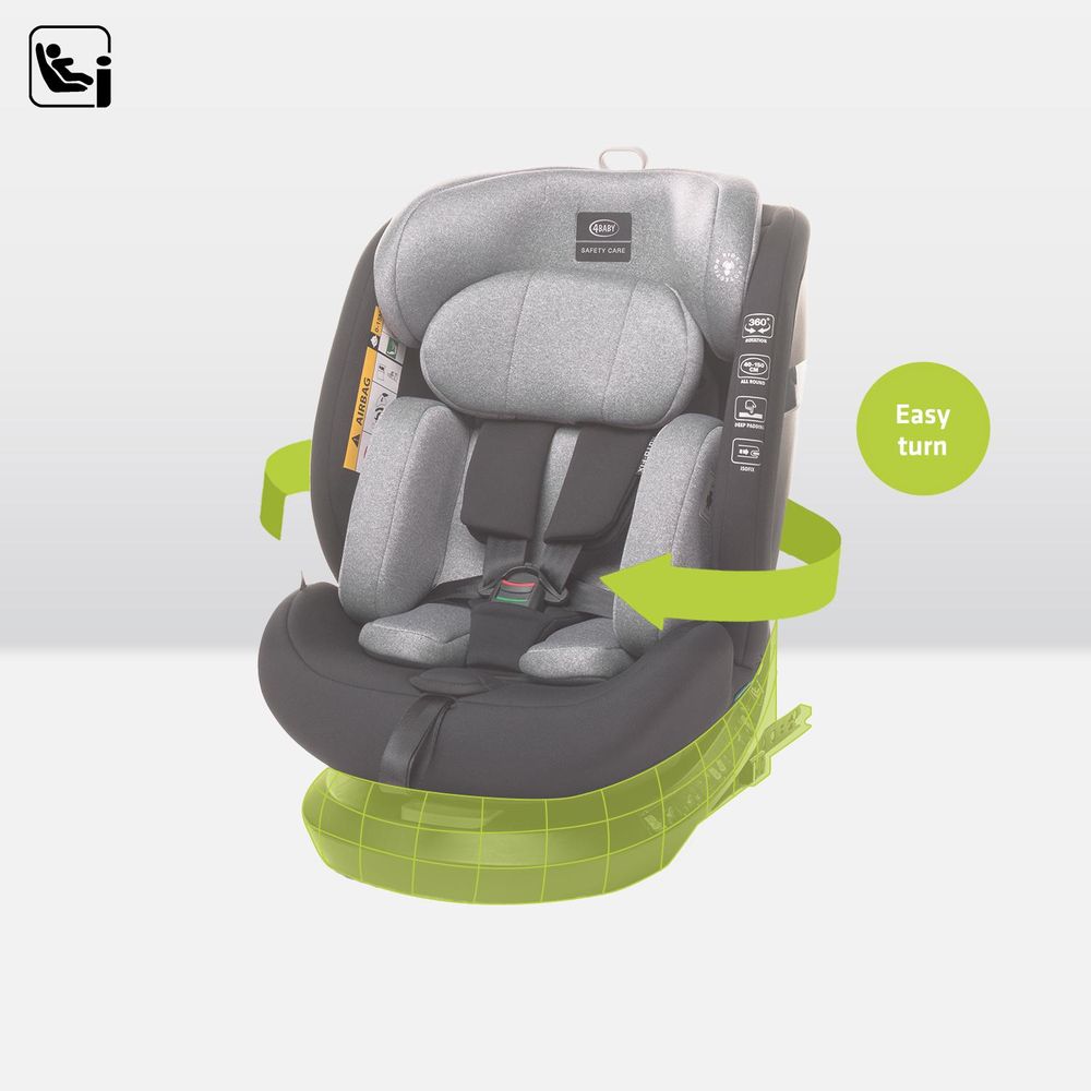 4Baby | Detská autosedačka - s 360-stupňovým otočným systémom Isofix, I-SIZE, 0-36 kg, 40-150 cm, otočená po smere jazdy aj proti smeru jazdy