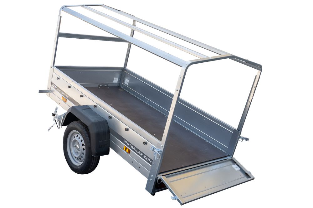 Anhänger Garden Trailer 200 KIPP 200x106 cm 750 kg [mit Hochspriegel, blauer Hochplane und Stützrad]