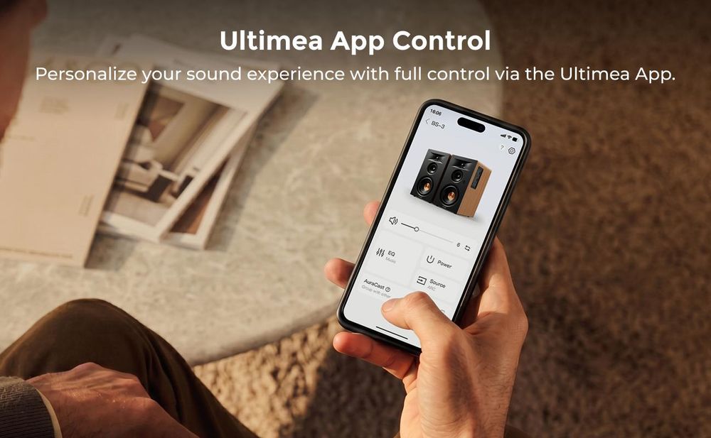 Ultimea Signature BS-30, aktívne reproduktory, 3-pásmové regálové reproduktory, vhodné na umiestnenie na poličku, s HDMI