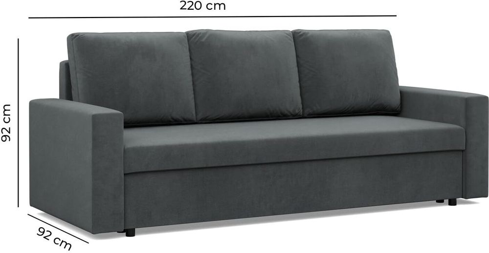 Sofa mit Schlaffunktion NEO, Wohnzimmer Couch 3-Sitzer 220x92cm, Beige Samstoff