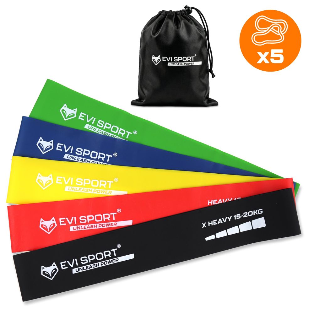 Widerstandsbänder 5er Set Fitnessbänder Mini Loop Bands Latexbänder Gymnastikbänder Dehnbänder für Training Sport Yoga Pilates Home Gym inkl. + E-Book