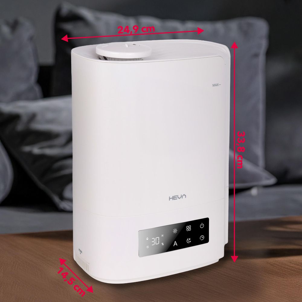 HEVA MILO Nawilżacz powietrza ultradźwiękowy 360° Aromaterapia Timer Biały
