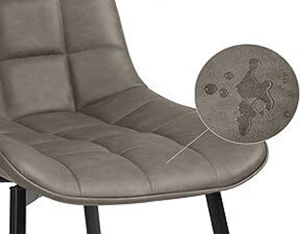 WOLTU Esszimmerstühle 2er-Set Küchenstuhl Polsterstuhl mit Rückenlehne, aus Kunstleder, Metallbeine, Dunkelgrau
