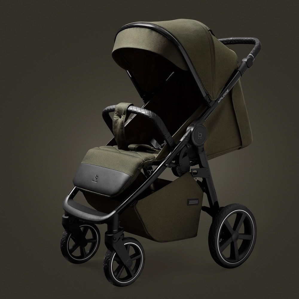 4Baby | Kinderwagen - Buggy Kinderwagen - Khaki - Luftreifen - UV50 Sonnenschutz - Magnetverschluss - mit Einhand-Faltung - bis zu 22 kg - Xplode Chrome