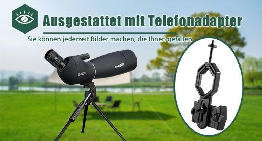 Svbony SV28 Spektiv Teleskop, 25-75x70mm, mit Stativ, BAK4 Prisma, FMC Objektiv, für Vogelbeobachtung Zielschießen Jagd, Monokulare Ferngläser Schwarz