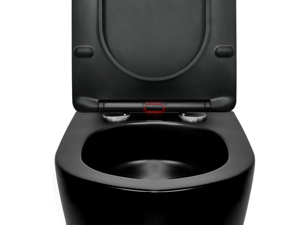 LAVITA Wand-WC Brava Black Hänge Toilette WC Sitz Toilettendeckel mit Absenkautomatik & Metallscharniere Hängend Toiletten Tornado Spülsystem Schwarz