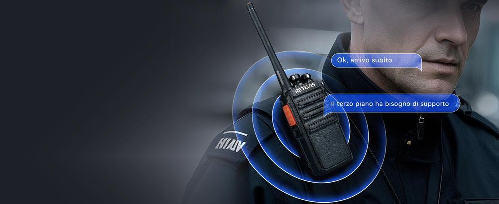 Radio Retevis RT24, radio portatile VOX Squelch a 16 canali Ricaricabile con auricolare Base di ricarica USB, per scuole, alberghi, cantieri