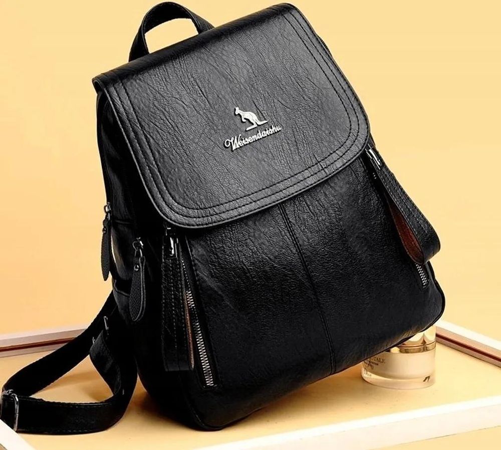 EDIBAZZAR | Eleganter schwarzer Damenrucksack aus im urbanen Stil