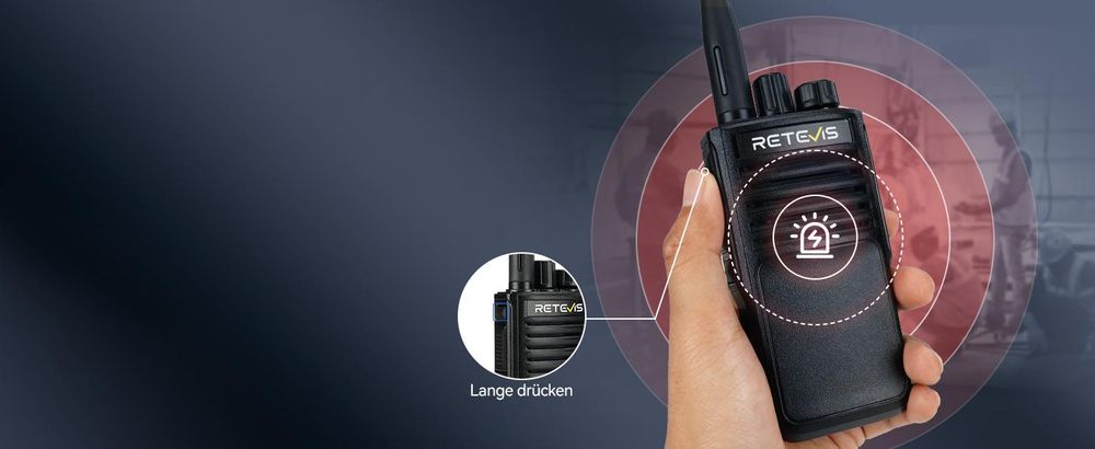 Retevis P62 Walkie Talkie Wasserdicht IP68, Langstrecken Funkgerät mit Lautsprechermikrofon, Dual Band Mann-Down-Alarm, 2500mAh Profi Funkgeräte Set