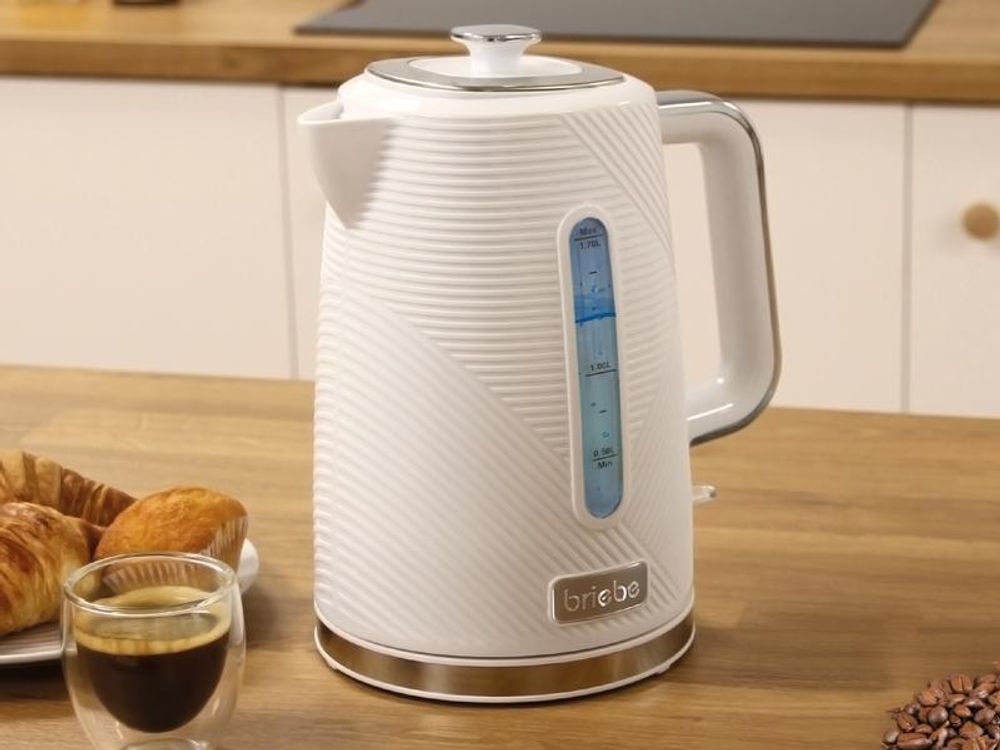 Briebe SKT1178WHT Elegance Set Toaster 2 Scheiben Wasserkocher 1,7L Filterkaffeemaschine 10 Tassen Weiß