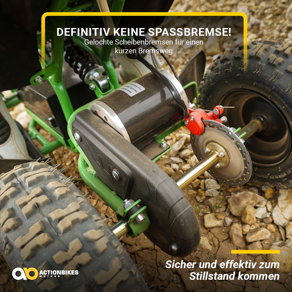 Actionbikes Motors Kinderquad Racer | 1000 Watt - 36 V - Pocket Quad bis 24 km/h - 3 Stufen - Kinder Elektroquad  - Elektro Auto (Schwarz/Pink)